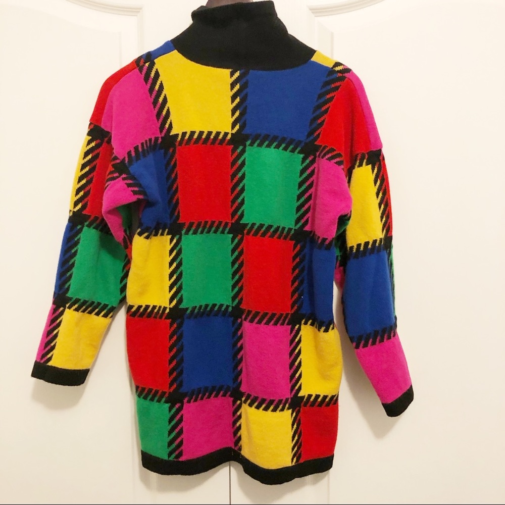 Escada Vintage Color Block Turtle Neck Sweater !